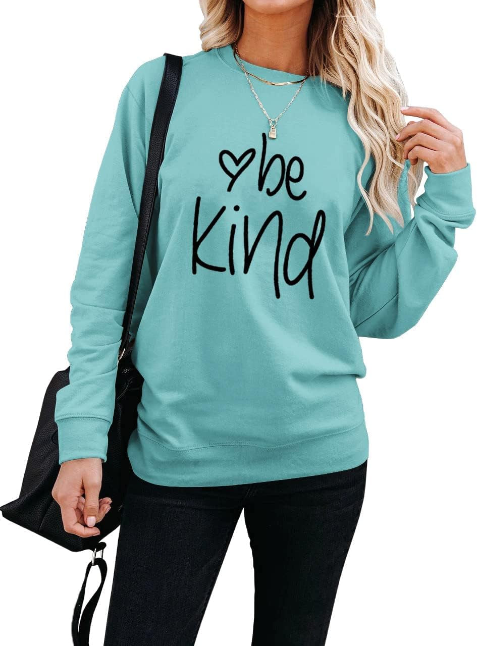 Women's Be Kind Graphic Long Sleeve T-Shirt in Blue/Green - X-Large