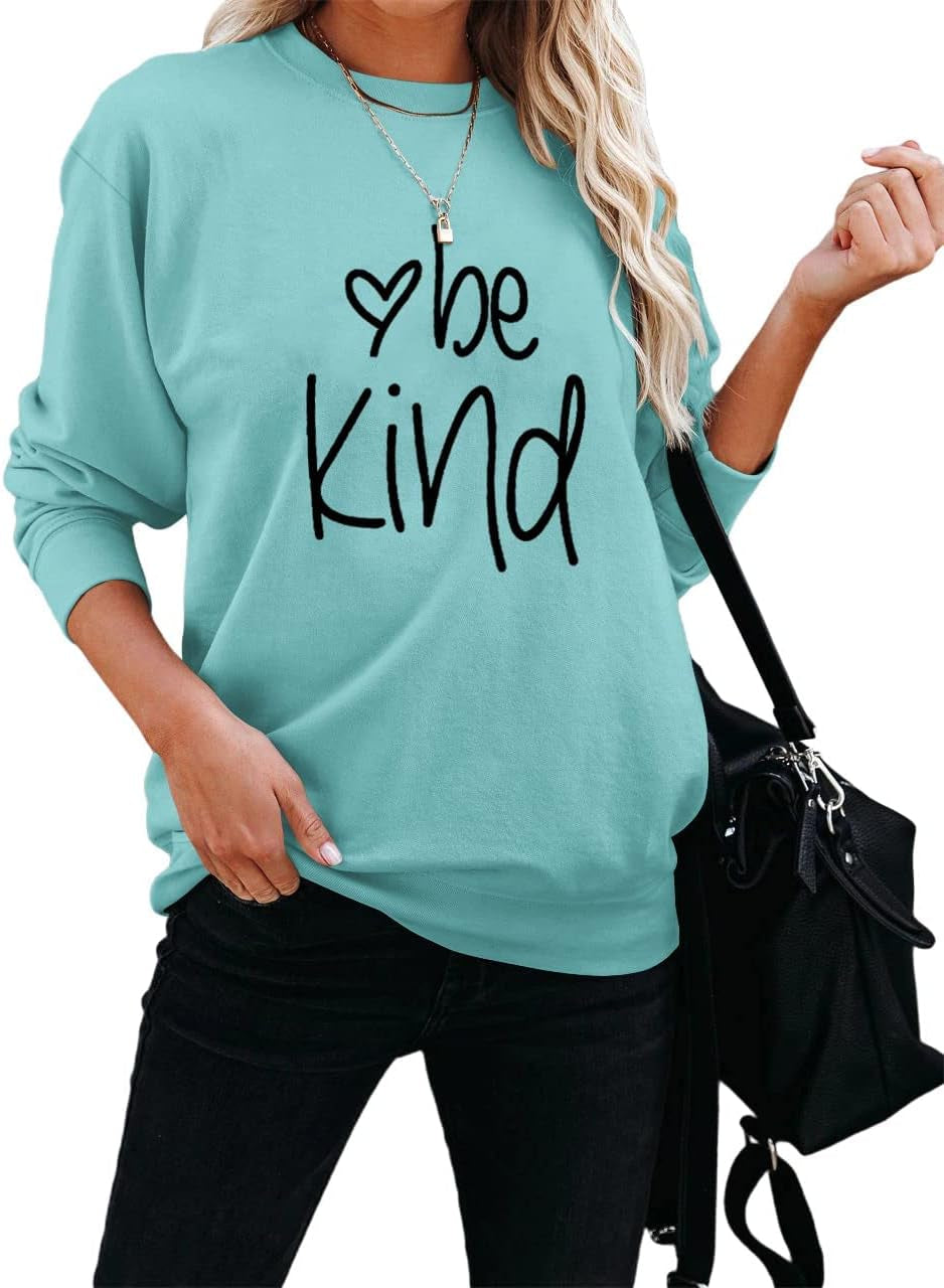 Women's Be Kind Graphic Long Sleeve T-Shirt in Blue/Green - X-Large
